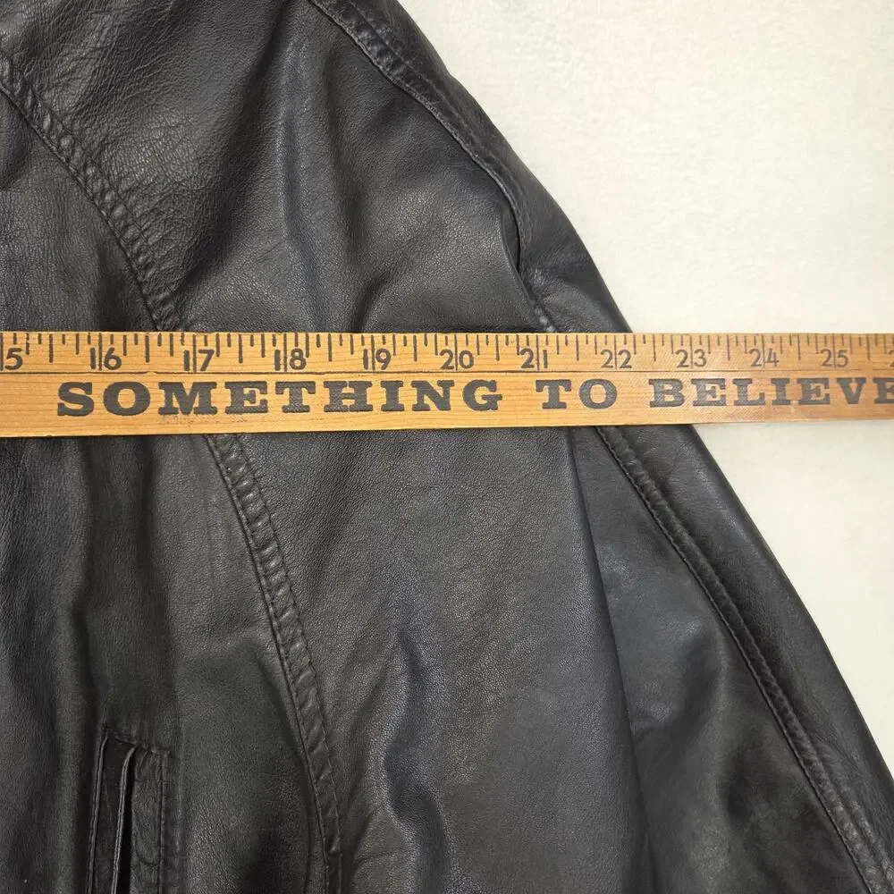 Vtg City Streets Jacket Mens Lamb Black Leather Mens Medium Horn Toggle Fastner